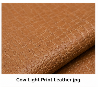 cow light print leather