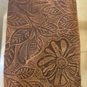Black & gold floral print leather