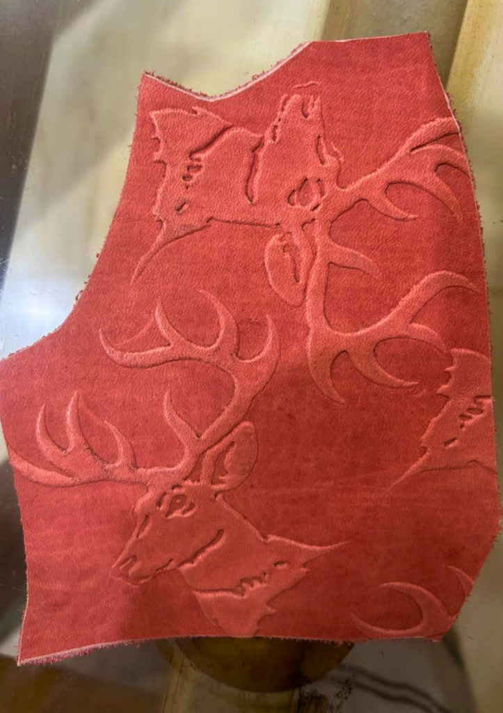 red deer print leather