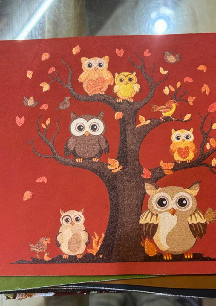 Owl print leather