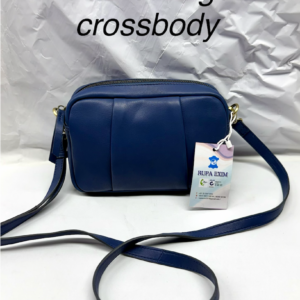 blue leather bag
