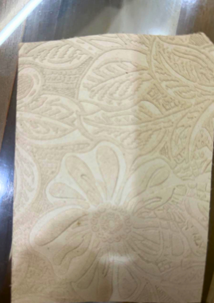 white floral print leather