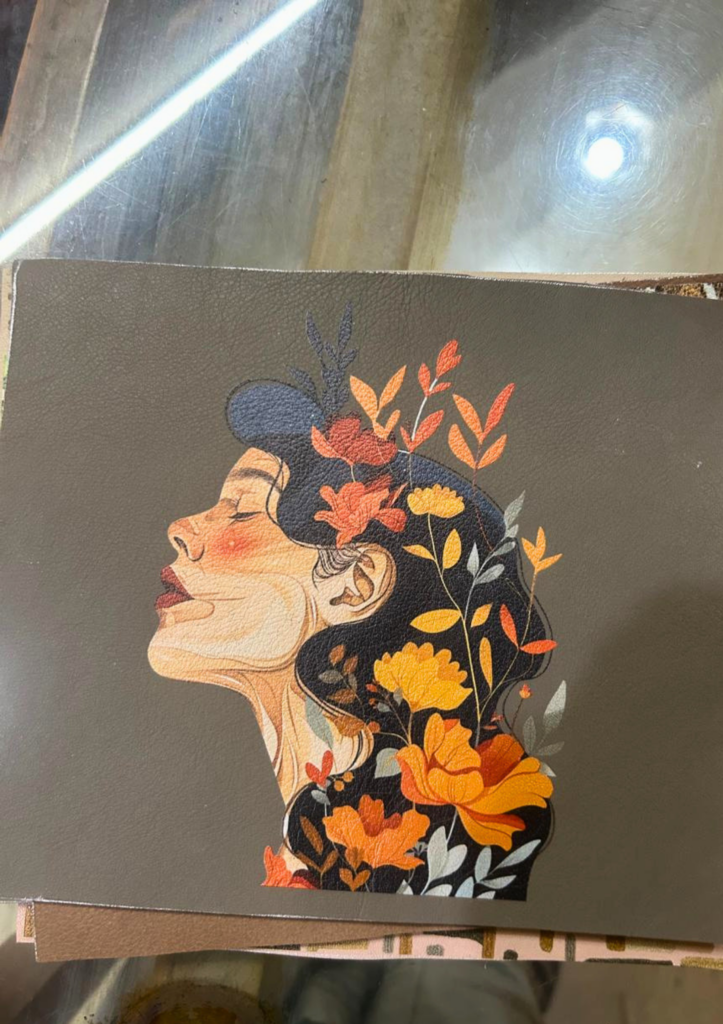 Woman print leather